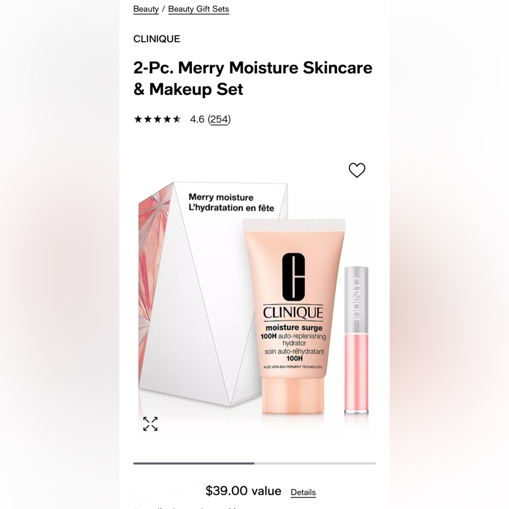 New Clinique 2-Pc. Moisture Skincare & Makeup Set. Hydration duo for skin/lips